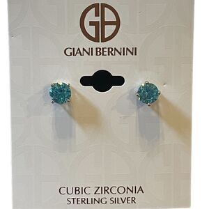 NWT Giani Bernini sterling silver blue crystal post earrings